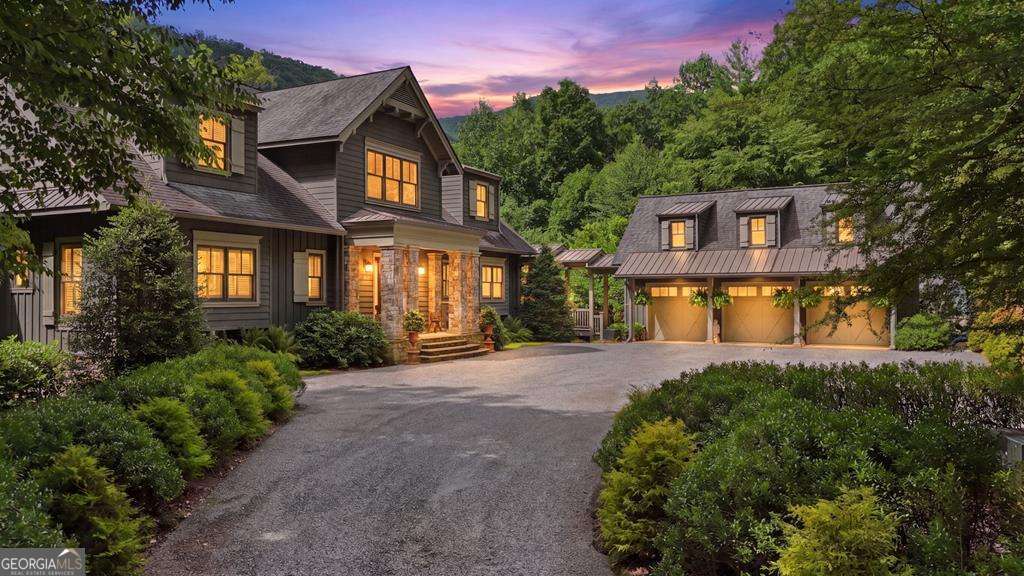 Mountain estate at dusk