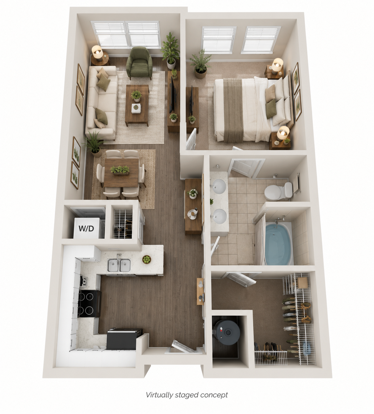 A furnished apartment staging concept